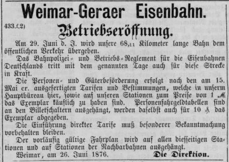 Weimarische Zeitung 28.06.1876